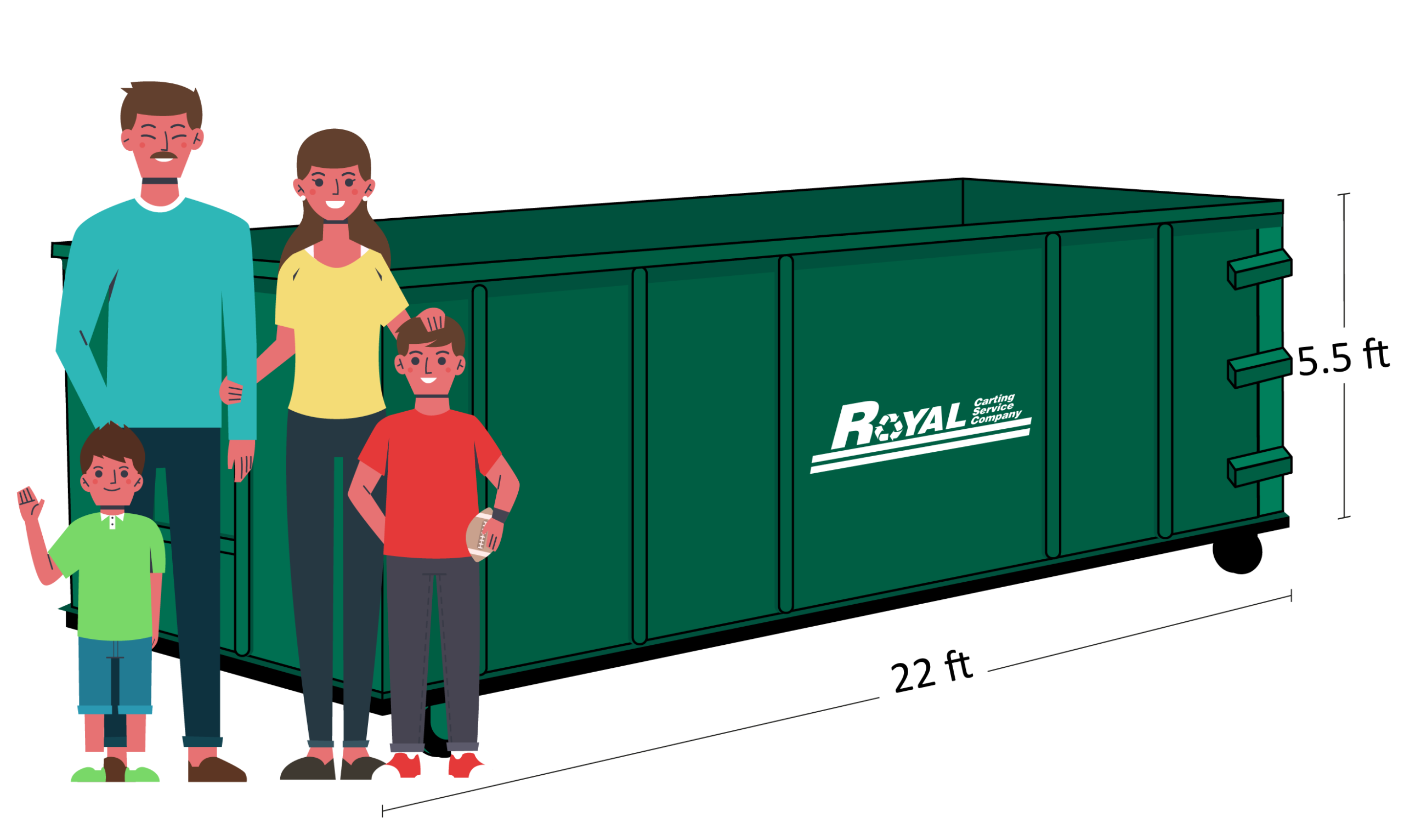 Royal Carting 30 yard dumpster graphic
