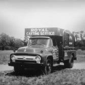 Vintage royal carting truck in black and white
